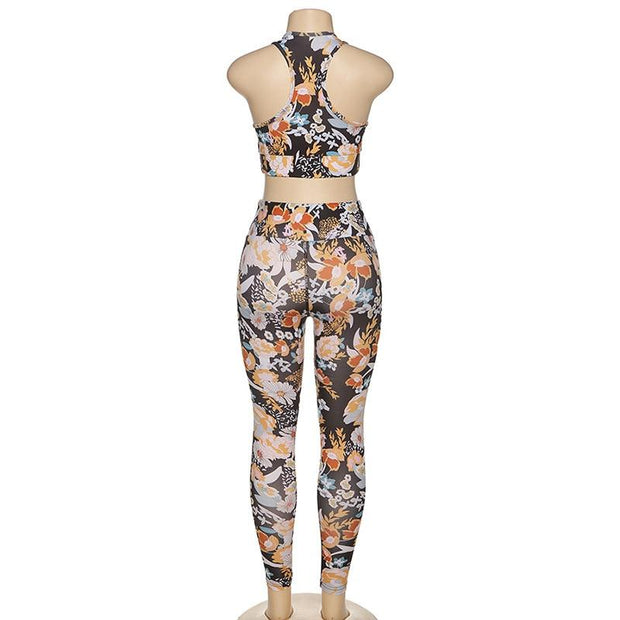 Flower Print Yoga Fitness Clothing